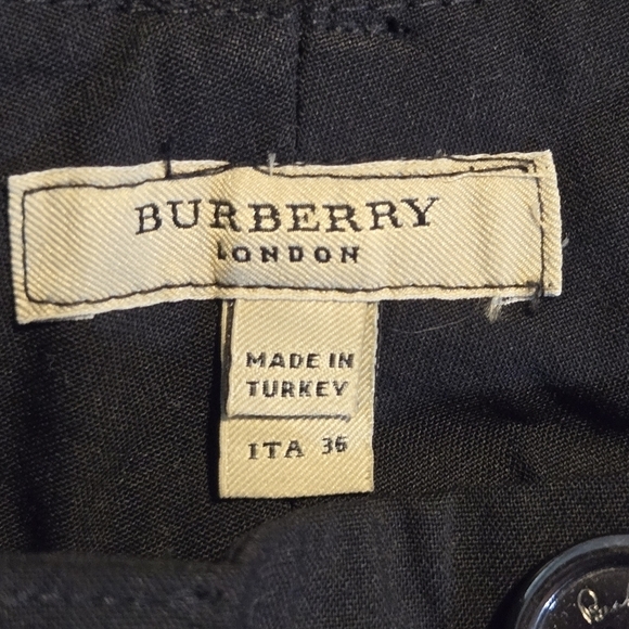 Authentic Burberry Women's Logo Wool Black Flare Leg Trouser Dress Pants Size 2 - Picture 8 of 12